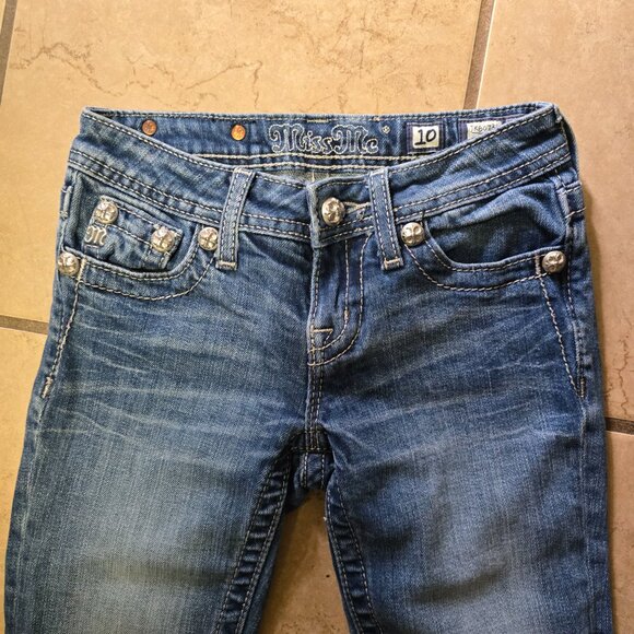 Miss Me Girl's Capris Jeans Denim Size 10 JK6073P Y2K - Picture 4 of 9